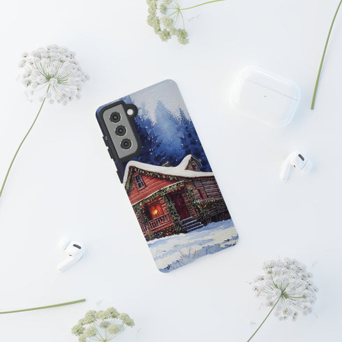 Cozy Christmas Cabin in the Snow - Impact Resistant Phone Case